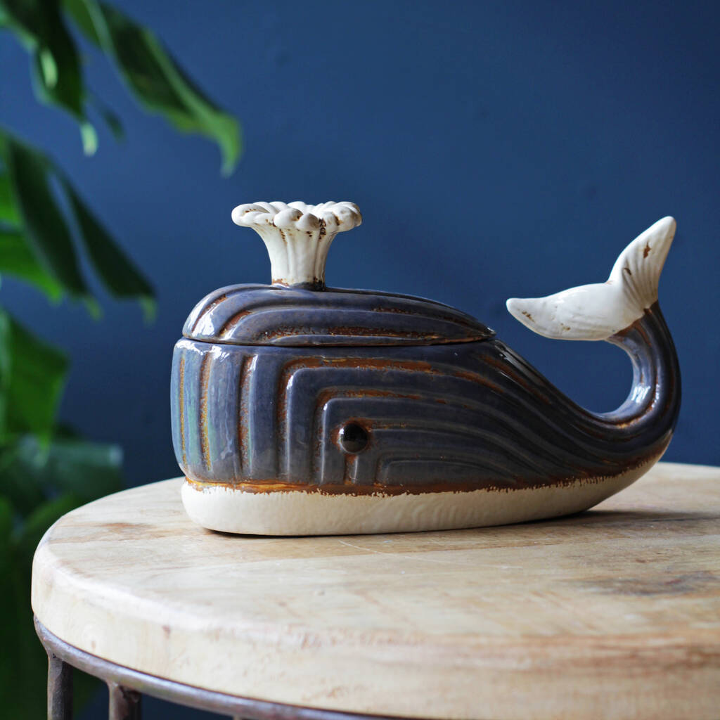 Ceramic Blue Whale Pot, Jar, 1 of 6