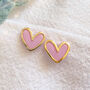 Pink Polymer Clay Heart Studs, thumbnail 1 of 5