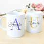 Initial Names Auntie And Uncle Personalised Mug Set, thumbnail 1 of 2