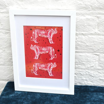 A5 Recycled Red Tiger Art Print, 4 of 5