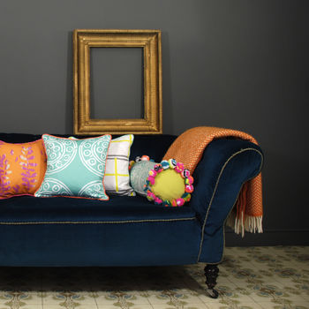 Mayenne Turquoise Harris Tweed Cushion Large Pattern, 3 of 3