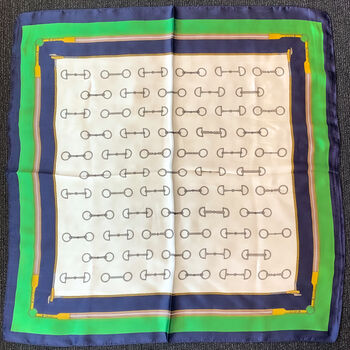 Green Equestrian Chain Print Silky Scarf, 4 of 4