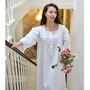 Ladies White Nightdress With Broderie Anglaise 'Eliza', thumbnail 5 of 5