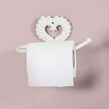 Ivory Iron Heart Wall Mounted Toilet Roll Holder, 4 of 5