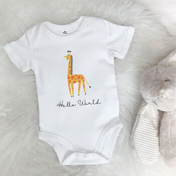 Hello World Giraffe Jungle Babygrow, 5 of 10