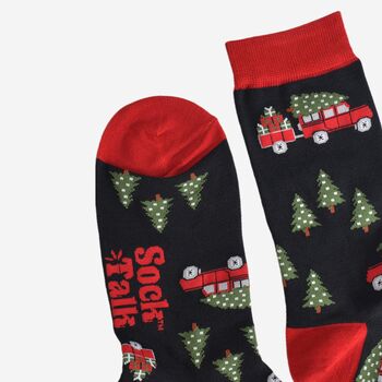 Men's Bamboo Socks Christmas Tree Off Roader, 4 of 5