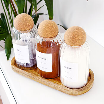 Set Of Three Cork Ball Ribbed Glass Jars, 7 of 11