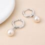 Sterling Silver Freshwater Pearl Huggie Hoop Earrings – 7mm Pearls, thumbnail 1 of 6
