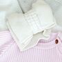 My Daddy's My Valentine Embroidered Personalised Knitted New Baby Romper, thumbnail 6 of 11