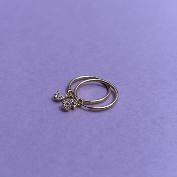 Gold Filled Initial Charm Hoops, 3 of 4