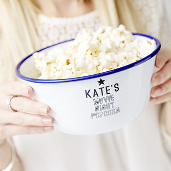 Personalised Enamel Popcorn Bowl By