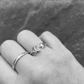 Adjustable Moon And Star Ring In Sterling Silver, 3 of 4