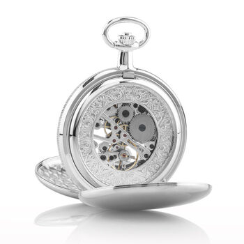 Double Hunter Mechanical Pocket Watch – Silver, 3 of 4