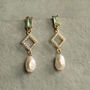 Art Deco Green Freshwater Pearl Earrings, thumbnail 1 of 7