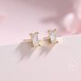 Sterling Silver Tiny Baguette Cz Stud Earrings, thumbnail 1 of 9
