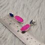 Blue Sapphire, Pink Druzy Agate Silver Earrings, thumbnail 7 of 7