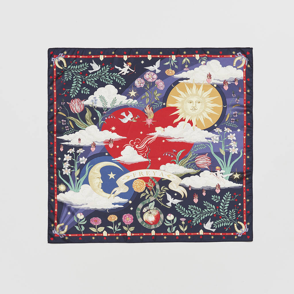 Freya Narrative Navy Square Scarf, 1 of 4