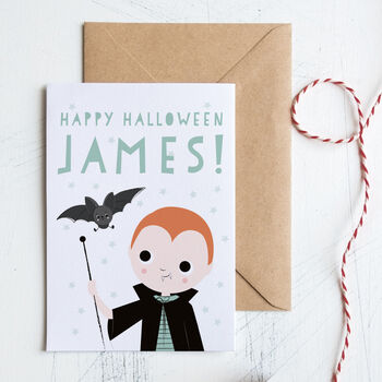 Custom Happy Halloween Card Vampire Or Witch / Wizard, 2 of 7