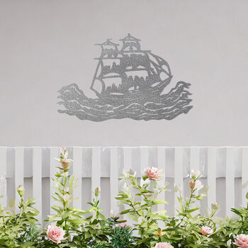 Sailing Ship Metal Wall Art For Nautical Garden And Home Decor Gift, 10 of 10