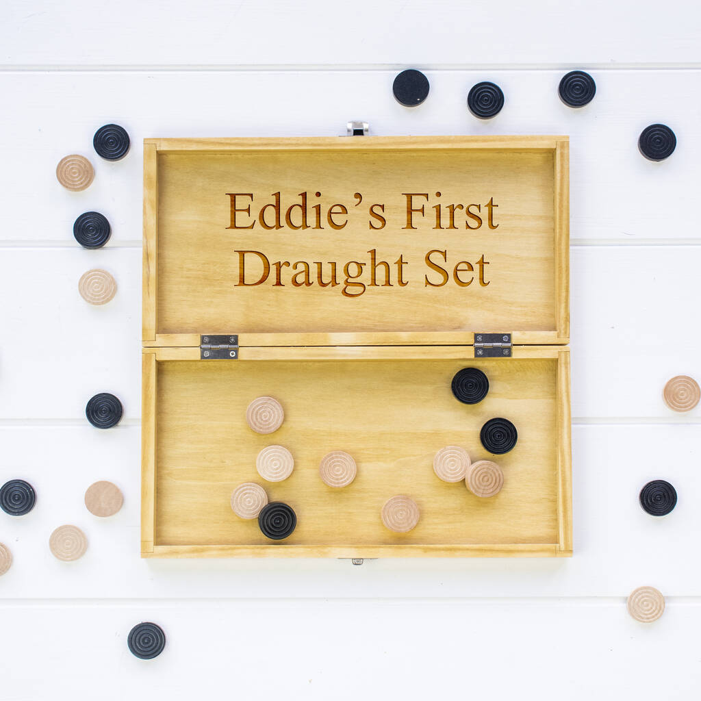 Personalised Handcrafted Wooden Draughts Set, 1 of 6