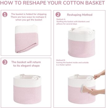 Pink Baby Nursery Laundry Basket Soft Storage Bin, 5 of 5