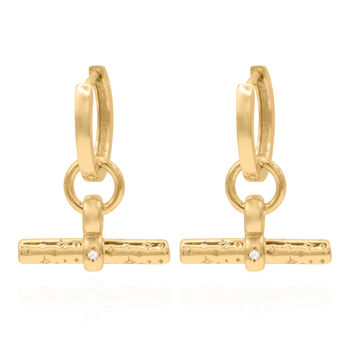 Cassia T Bar Huggie Earrings, 2 of 12