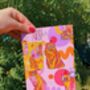 Pink Cat Christmas Gift Wrap And Lime Green Tag, thumbnail 2 of 4