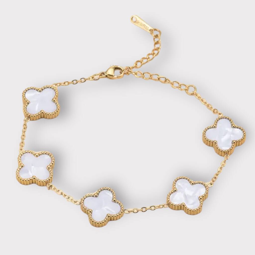 Adina Clover Bracelet White By SRCOLLECTION