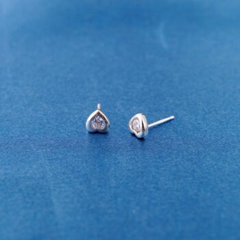 Heart Cz Stone Stud Earrings 925 Sterling Silver, 3 of 8
