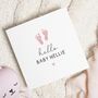 Personalised Baby Girl Footprint New Baby Card, thumbnail 1 of 7