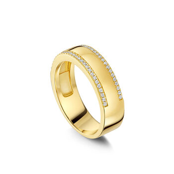 Double Crystal Band Ring 18 K Gold Plated Solid Silver, 5 of 5