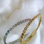 Bezel Set Coloured Gemstone Hinged Bangle In 18k Gold On Stainless Steel, Waterproof Jewellery, thumbnail 4 of 11