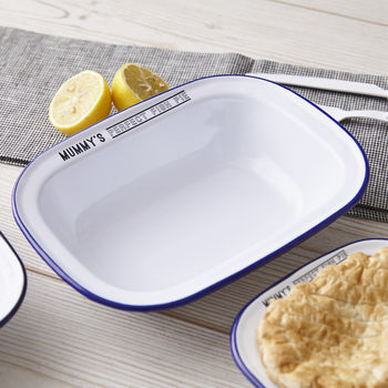 Personalised Enamel Pie Dish For Her, 2 of 5