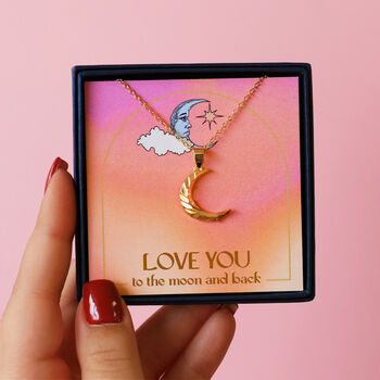 Love You To The Moon Gold Plated Moon Necklace, 2 of 10