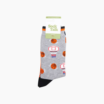 Basketball Bamboo Socks In Light Grey, 3 of 4