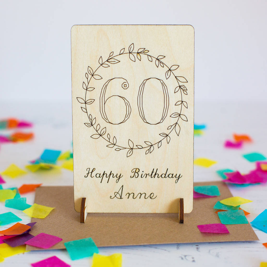 personalised 60th birthday wooden card by jayne tapp ...