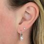 June Birthstone Earrings, Moonstone, Silver, thumbnail 2 of 4