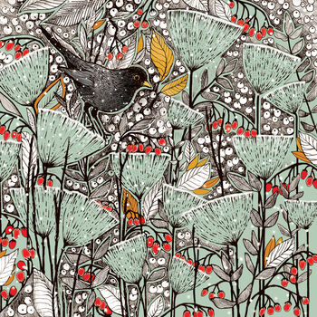 'Snowy Blackbird' Print, 3 of 3