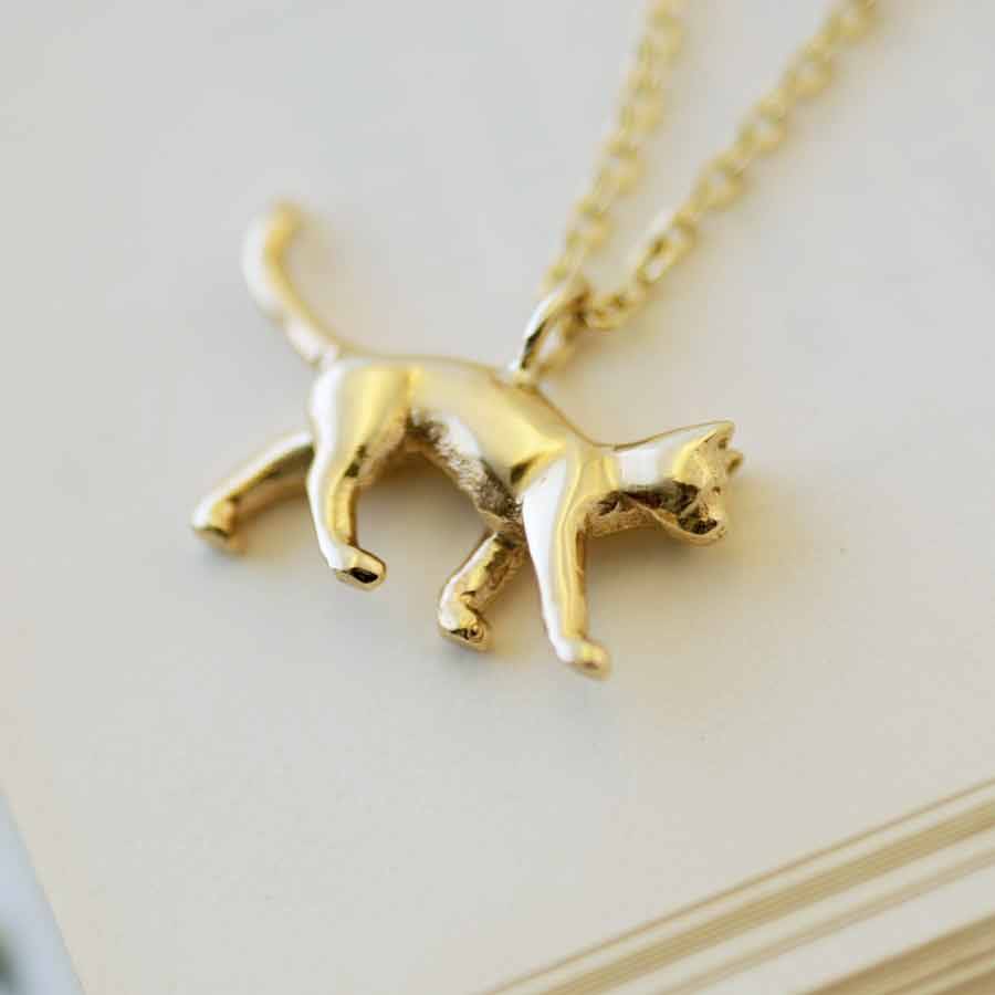 gold cat necklace by heather scott jewellery | notonthehighstreet.com