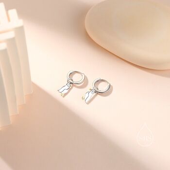 Sterling Silver Puffin Bird Dangle Hoops Earrings, 5 of 10