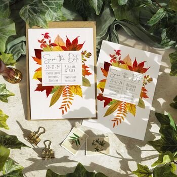 Autumn Leaves Save The Date Cards And Envelopes, 4 of 7