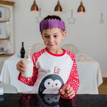 Personalised Nordic Penguin Kids Christmas Pyjamas, 3 of 12