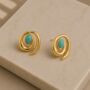 Swirl Gemstone 18k Gold Plated Earrings, thumbnail 1 of 2