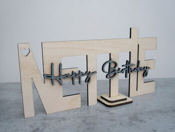 Personalised Wood Cut Out Name Card, 4 of 4