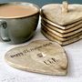 Personalised Pack Of Six Wooden Heart Coasters, thumbnail 1 of 3