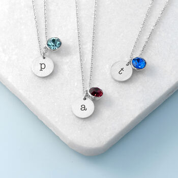 Personalised Birthstone Crystal And Disc Necklace, 4 of 7