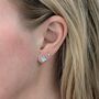 The Lucky Clover Mother Of Pearl Stud Earrings, Silver, thumbnail 2 of 6