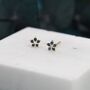 Sapphire Blue Forget Me Not Flower Cz Stud Earrings, thumbnail 2 of 9