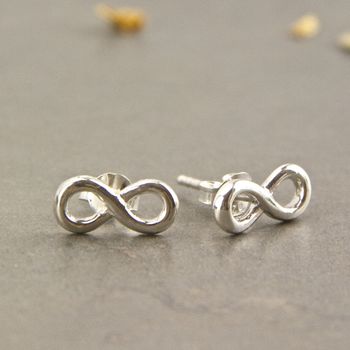 Dainty Sterling Silver Infinity Knot Stud Earrings, 5 of 10