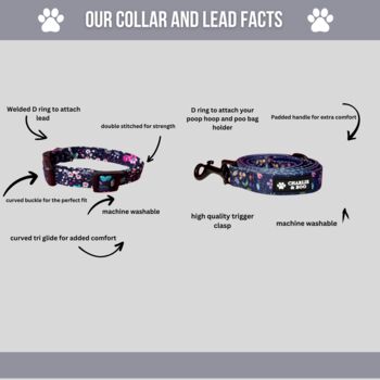 Navy And Pink Floral Dog Collar And Lead, 2 of 4
